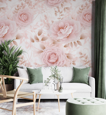 Removable Wallpaper, Flower Design Pink Floral - Peel & Stick, Reusable, Self Adhesive, 26" Panels, Easy Install, Seamless