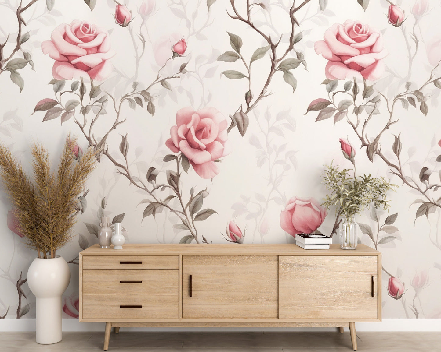 Removable Wallpaper, Cute Flower Design Pink Floral - Peel & Stick, Reusable, Self Adhesive, 26" Panels, Easy Install, Seamless