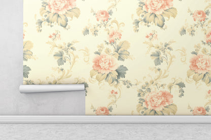 Removable Wallpaper, Cute Flowers Design Pink Floral - Peel & Stick, Reusable, Self Adhesive, 26" Panels, Easy Install, Seamless