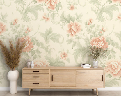 Removable Wallpaper, Beautiful Flowers Design Pink Floral - Peel & Stick, Reusable, Self Adhesive, 26" Panels, Easy Install, Seamless