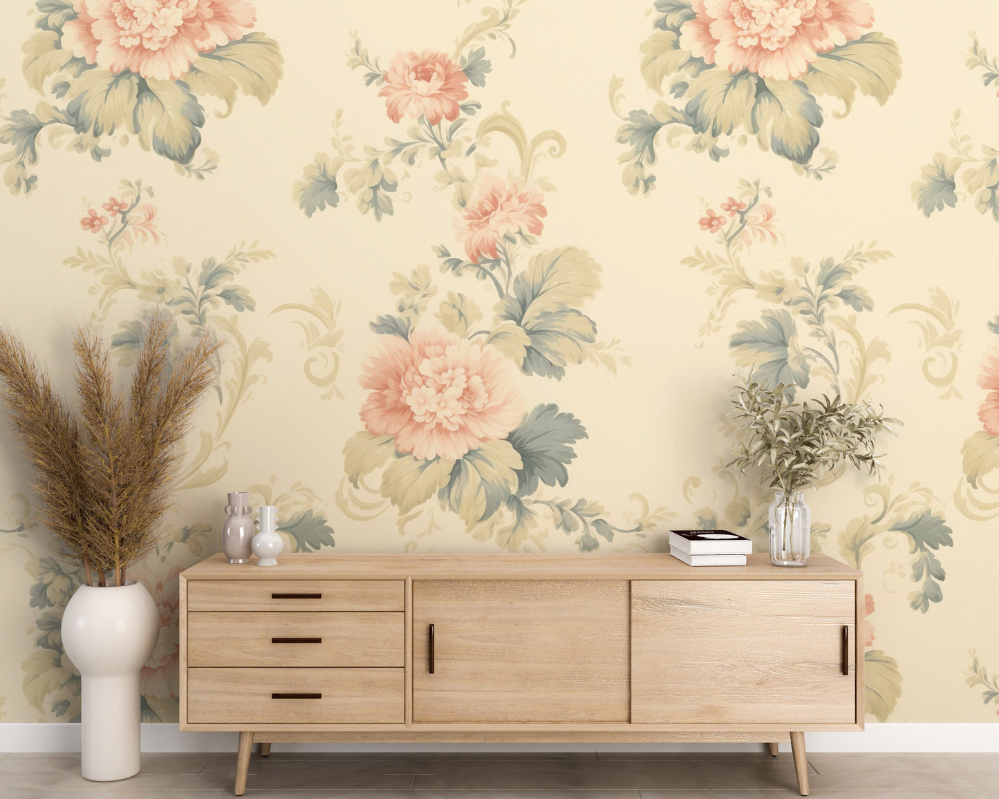 Removable Wallpaper, Cute Flowers Design Pink Floral - Peel & Stick, Reusable, Self Adhesive, 26" Panels, Easy Install, Seamless