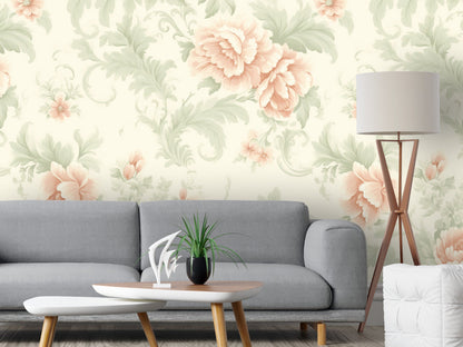 Removable Wallpaper, Beautiful Flowers Design Pink Floral - Peel & Stick, Reusable, Self Adhesive, 26" Panels, Easy Install, Seamless