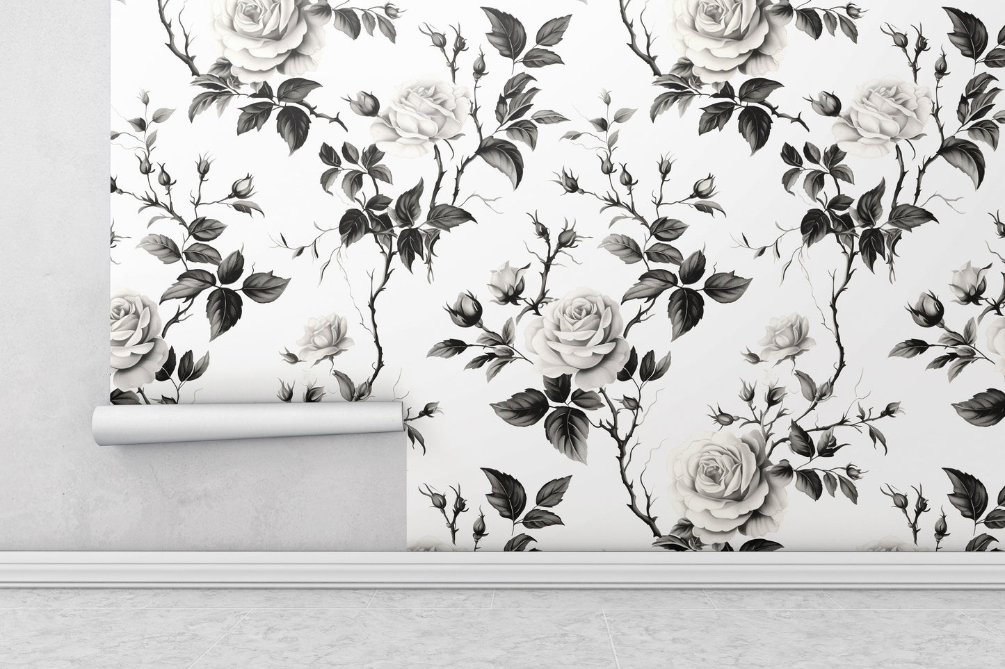 Removable Wallpaper, Beautiful White Flowers Floral Design - Peel & Stick, Reusable, Self Adhesive, 26" Panels, Easy Install, Seamless