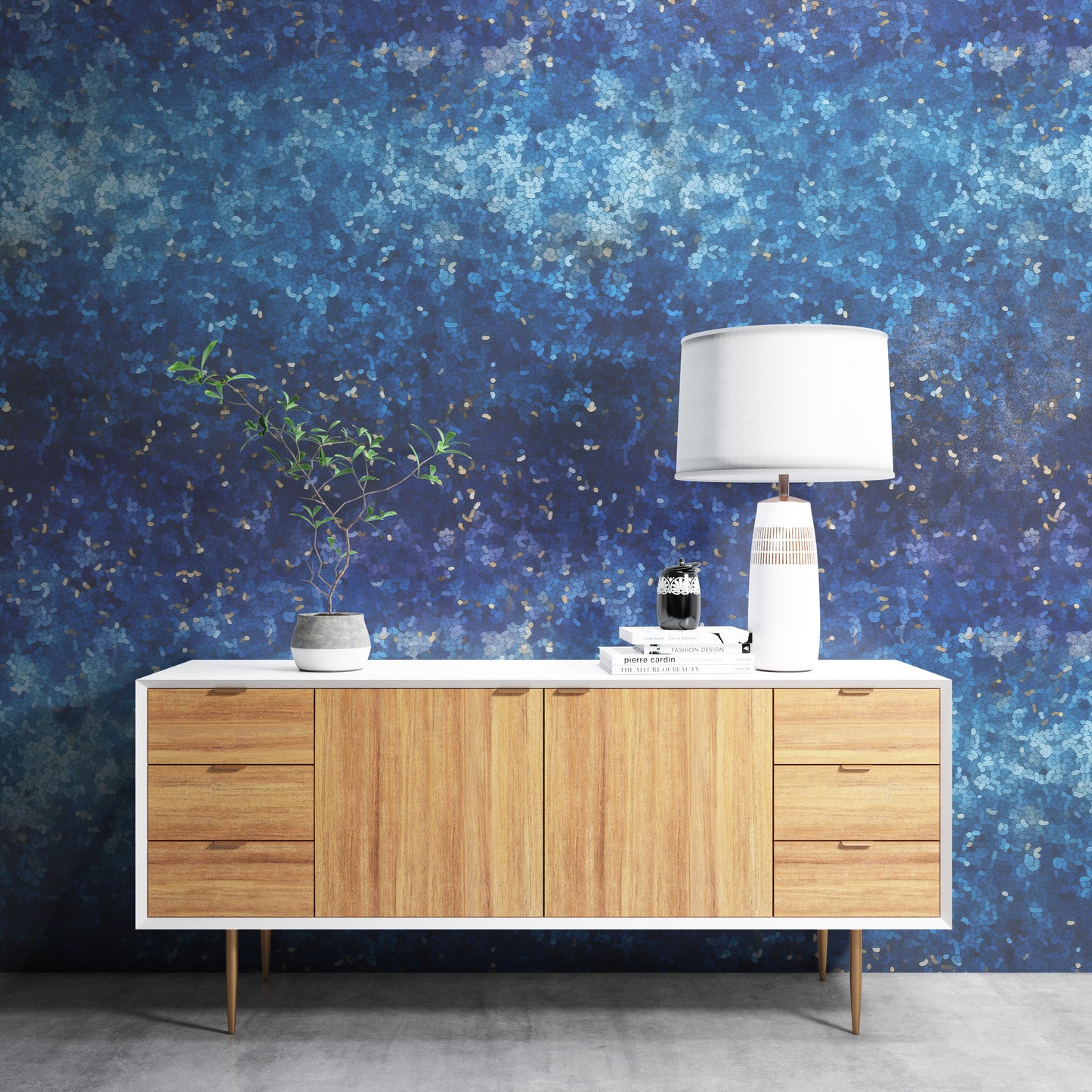 Removable Wallpaper, Blue Glitter Design - Peel & Stick, Reusable, Self Adhesive, 26" Panels, Easy Install, Seamless