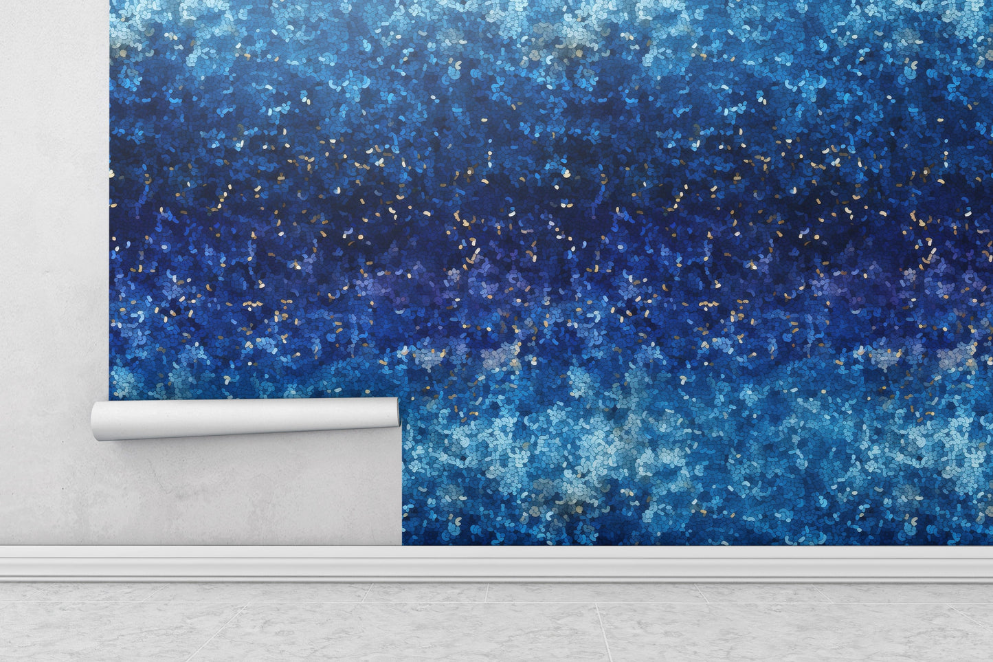 Removable Wallpaper, Blue Glitter Design - Peel & Stick, Reusable, Self Adhesive, 26" Panels, Easy Install, Seamless