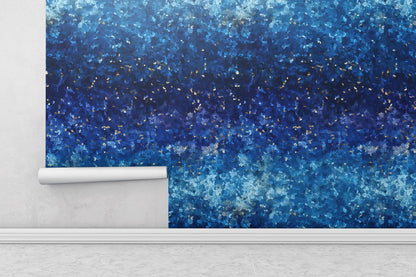 Removable Wallpaper, Blue Glitter Design - Peel & Stick, Reusable, Self Adhesive, 26" Panels, Easy Install, Seamless