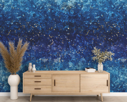 Removable Wallpaper, Blue Glitter Design - Peel & Stick, Reusable, Self Adhesive, 26" Panels, Easy Install, Seamless