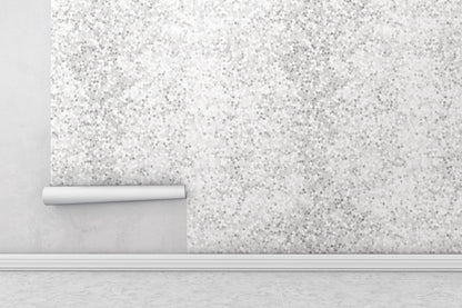 Removable Wallpaper, White Glitters Design - Peel & Stick, Reusable, Self Adhesive, 26" Panels, Easy Install, Seamless