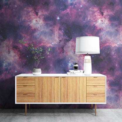 Removable Wallpaper, Pink and Purple Galaxy Design - Peel & Stick, Reusable, Self Adhesive, 26" Panels, Easy Install, Seamless