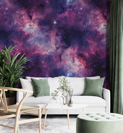 Removable Wallpaper, Pink and Purple Galaxy Design - Peel & Stick, Reusable, Self Adhesive, 26" Panels, Easy Install, Seamless