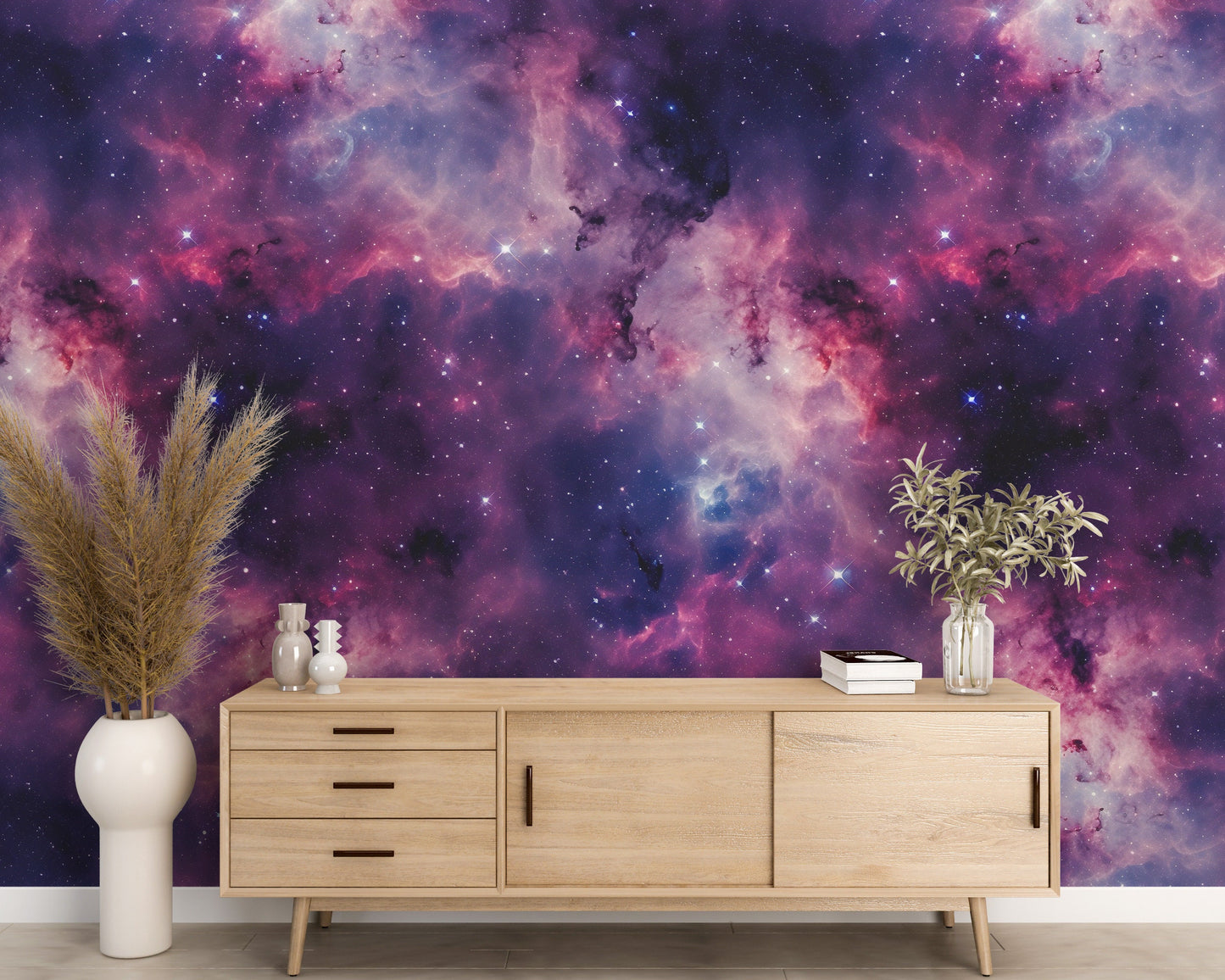 Removable Wallpaper, Pink and Purple Galaxy Design - Peel & Stick, Reusable, Self Adhesive, 26" Panels, Easy Install, Seamless