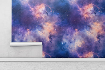 Removable Wallpaper, Dark Blue Galaxy Design - Peel & Stick, Reusable, Self Adhesive, 26" Panels, Easy Install, Seamless