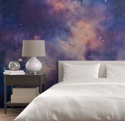 Removable Wallpaper, Dark Blue Galaxy Design - Peel & Stick, Reusable, Self Adhesive, 26" Panels, Easy Install, Seamless