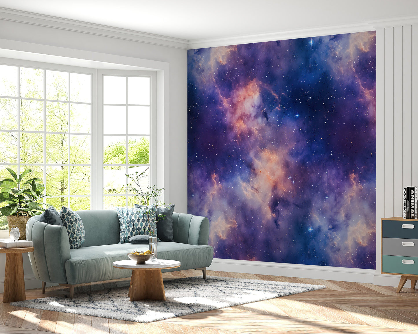 Removable Wallpaper, Dark Blue Galaxy Design - Peel & Stick, Reusable, Self Adhesive, 26" Panels, Easy Install, Seamless