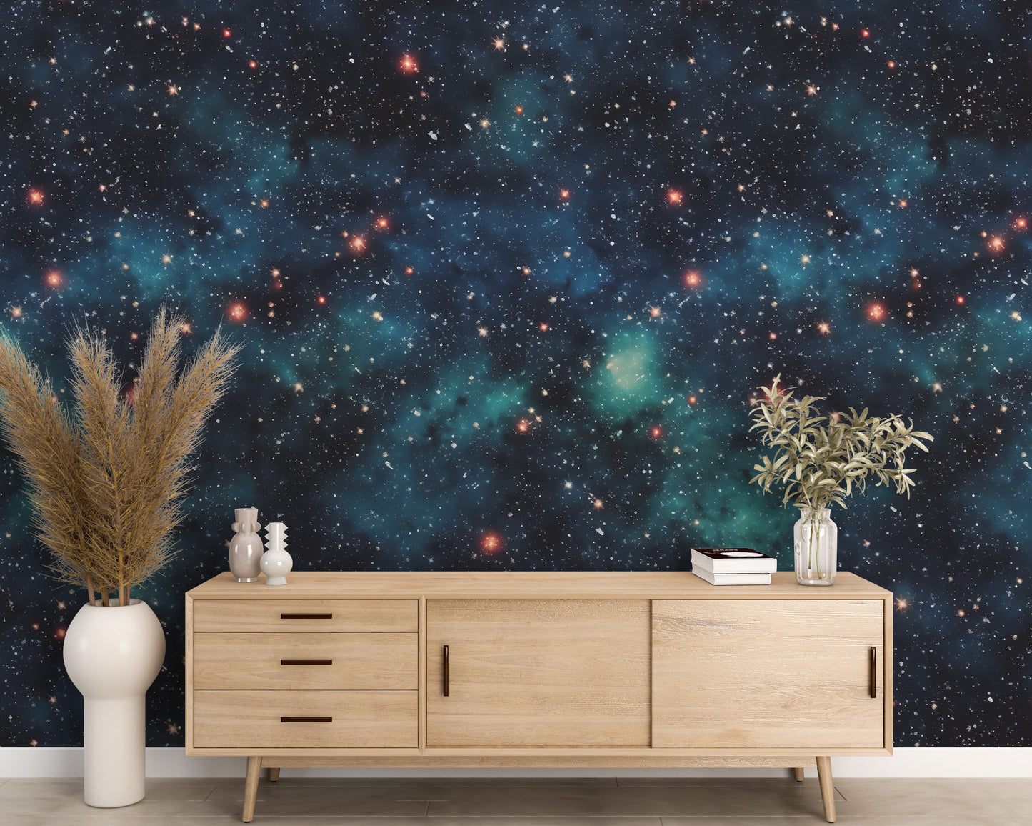 Removable Wallpaper, Black Galaxy Design - Peel & Stick, Reusable, Self Adhesive, 26" Panels, Easy Install, Seamless