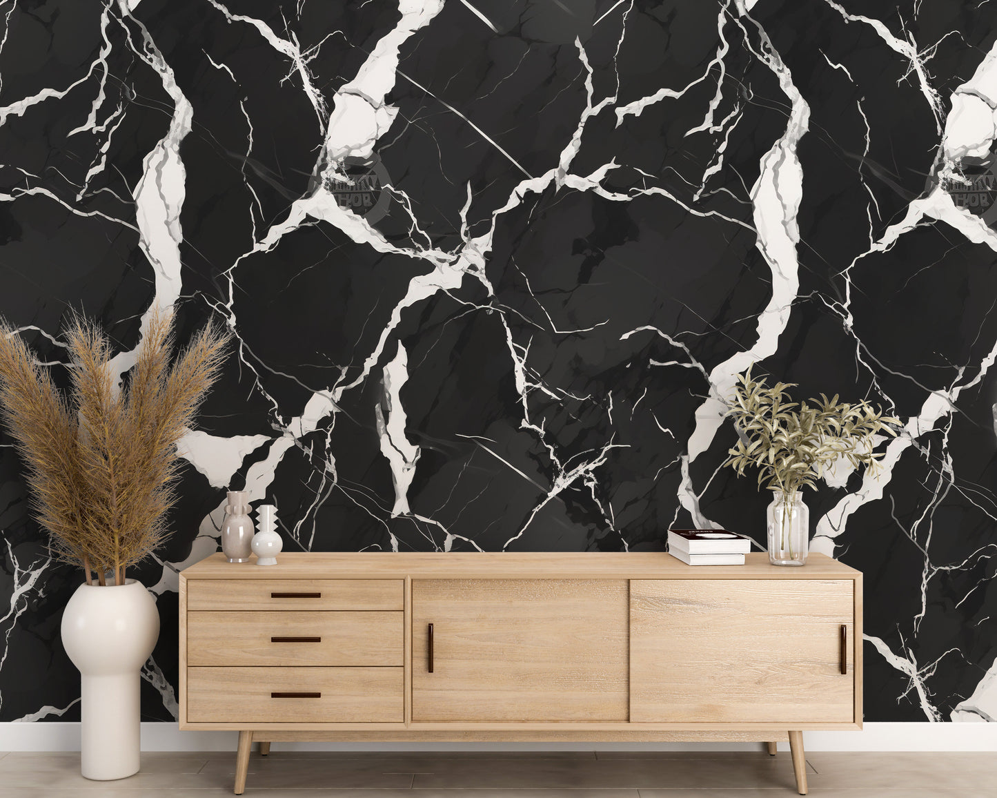 Removable Wallpaper, Black and White Marble - Peel & Stick, Reusable, Self Adhesive, 26" Panels, Easy Install, Seamless