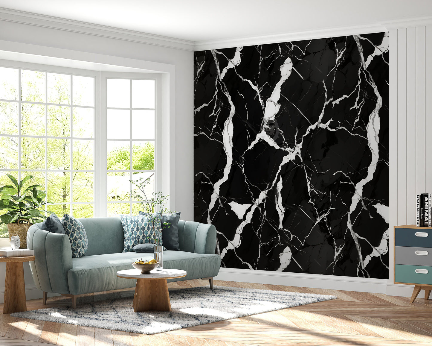 Removable Wallpaper, Black and White Marble - Peel & Stick, Reusable, Self Adhesive, 26" Panels, Easy Install, Seamless