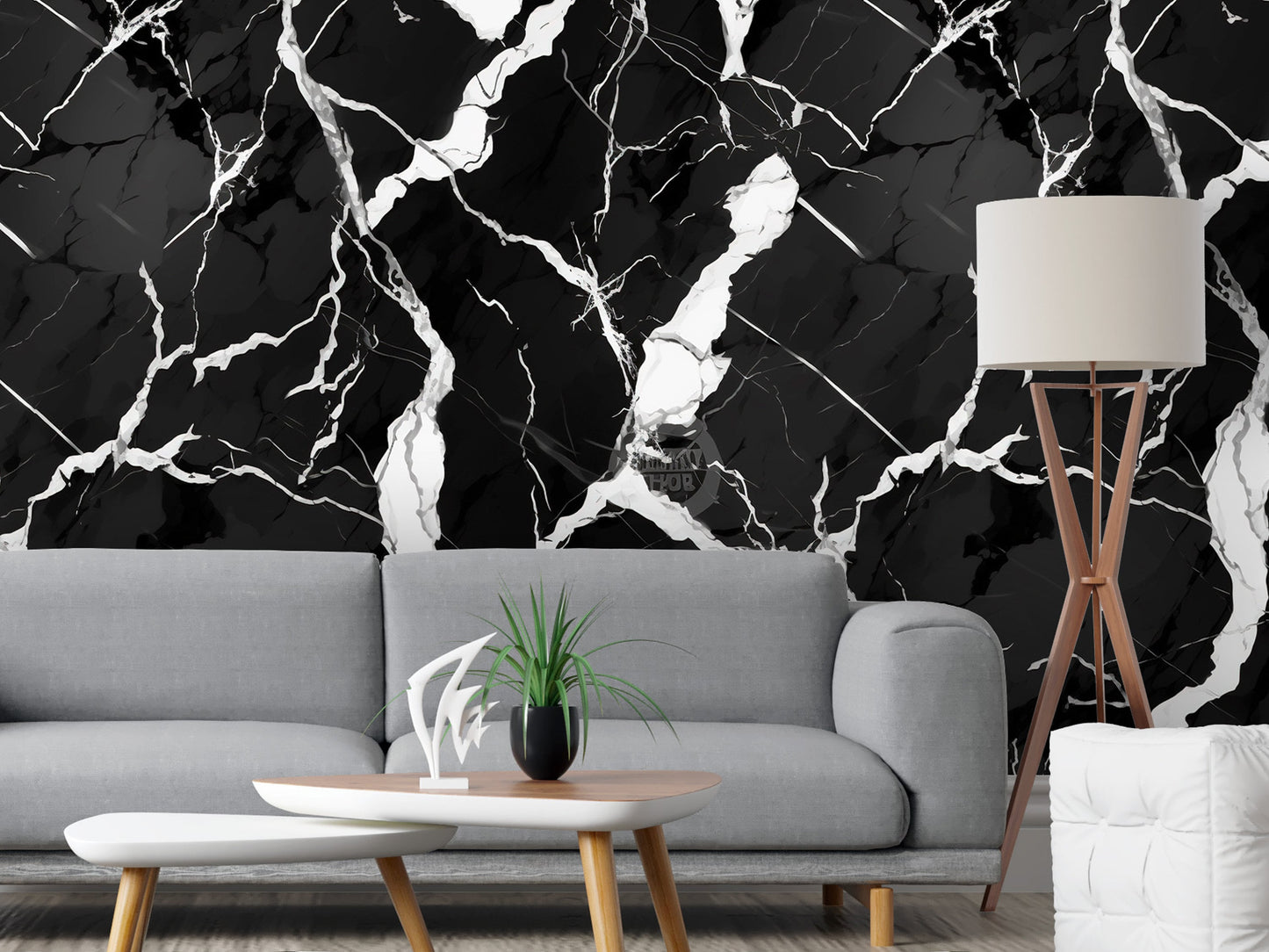 Removable Wallpaper, Black and White Marble - Peel & Stick, Reusable, Self Adhesive, 26" Panels, Easy Install, Seamless