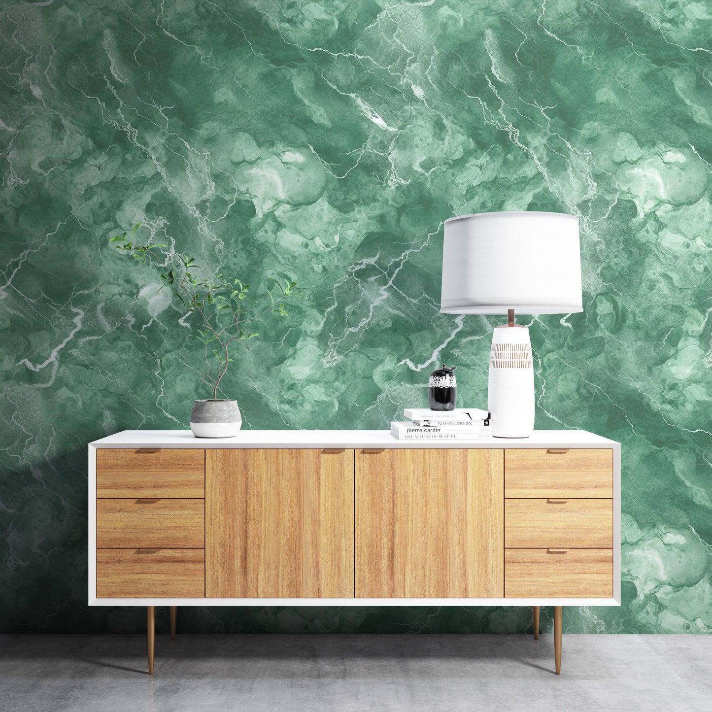 Removable Wallpaper, Green Marble - Peel & Stick, Reusable, Self Adhesive, 26" Panels, Easy Install, Seamless