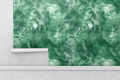 Removable Wallpaper, Green Marble - Peel & Stick, Reusable, Self Adhesive, 26" Panels, Easy Install, Seamless