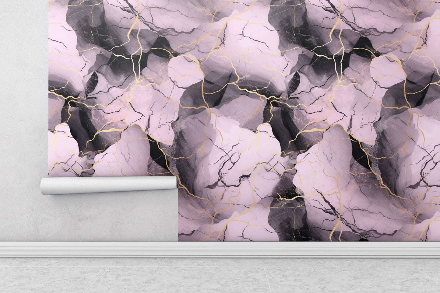 Removable Wallpaper, Purple and Black Marble - Peel & Stick, Reusable, Self Adhesive, 26" Panels, Easy Install, Seamless