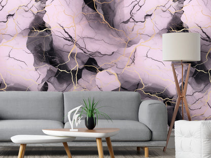 Removable Wallpaper, Purple and Black Marble - Peel & Stick, Reusable, Self Adhesive, 26" Panels, Easy Install, Seamless