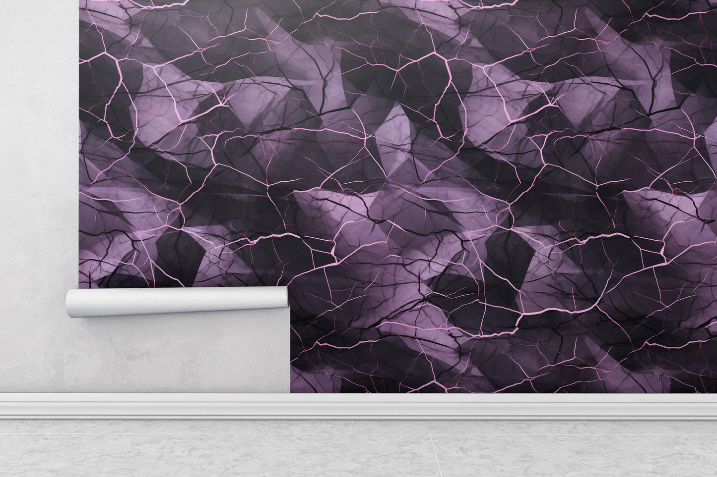 Removable Wallpaper, Black and Purple Marble - Peel & Stick, Reusable, Self Adhesive, 26" Panels, Easy Install, Seamless