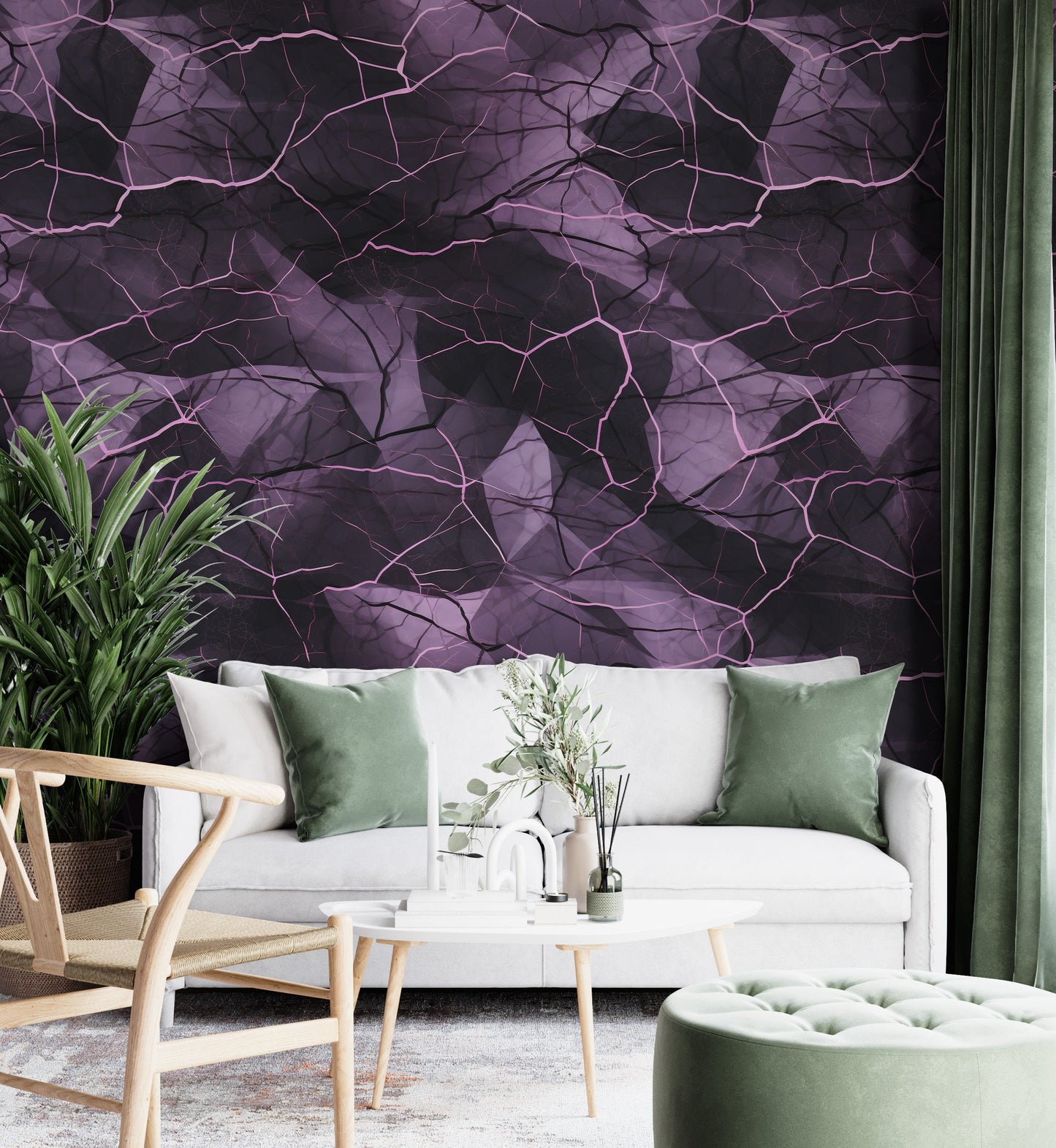 Removable Wallpaper, Black and Purple Marble - Peel & Stick, Reusable, Self Adhesive, 26" Panels, Easy Install, Seamless