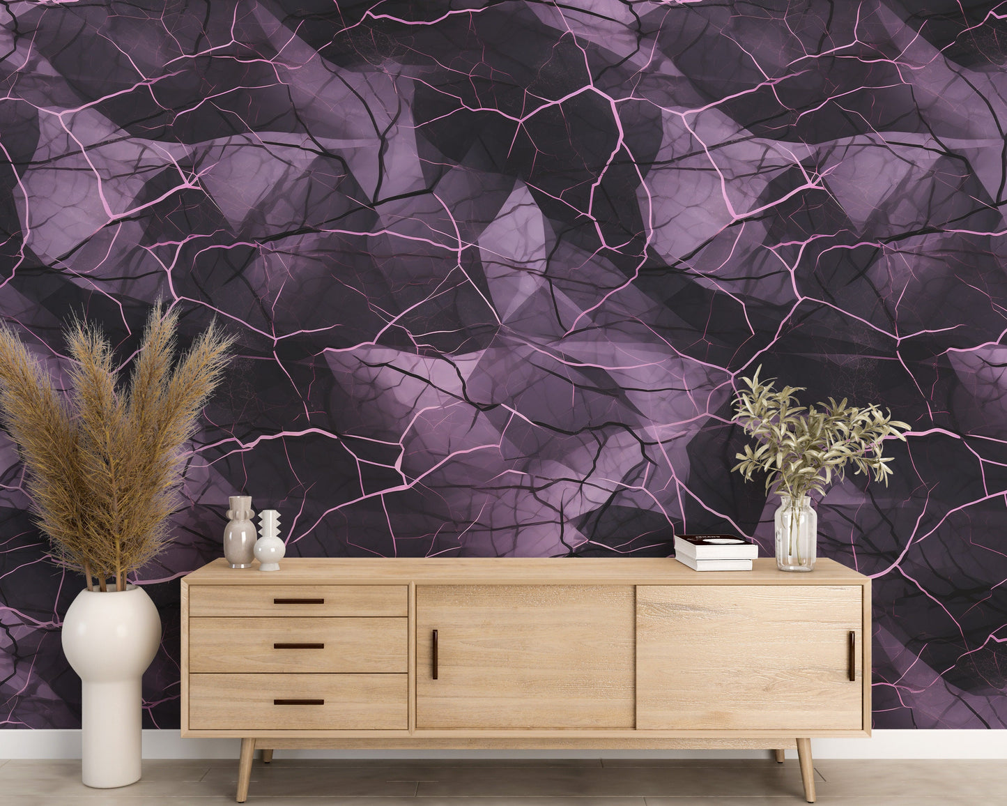 Removable Wallpaper, Black and Purple Marble - Peel & Stick, Reusable, Self Adhesive, 26" Panels, Easy Install, Seamless