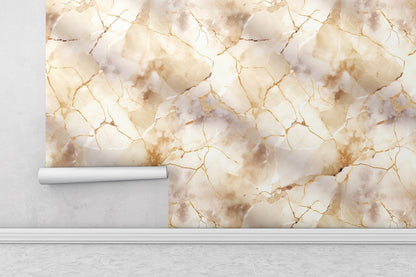 Removable Wallpaper, Beautiful Marble Design Orange Marble - Peel & Stick, Reusable, Self Adhesive, 26" Panels, Easy Install, Seamless