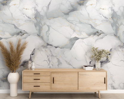 Removable Wallpaper, Marble Design White Marble - Peel & Stick, Reusable, Self Adhesive, 26" Panels, Easy Install, Seamless