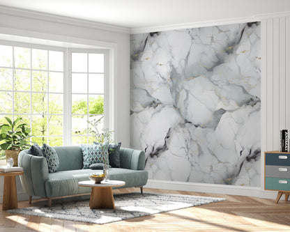 Removable Wallpaper, Marble Design White Marble - Peel & Stick, Reusable, Self Adhesive, 26" Panels, Easy Install, Seamless