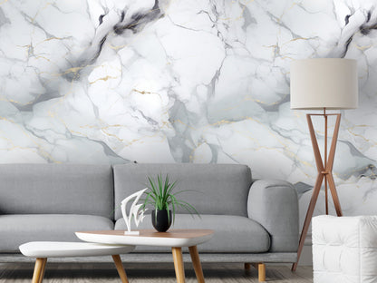 Removable Wallpaper, Marble Design White Marble - Peel & Stick, Reusable, Self Adhesive, 26" Panels, Easy Install, Seamless