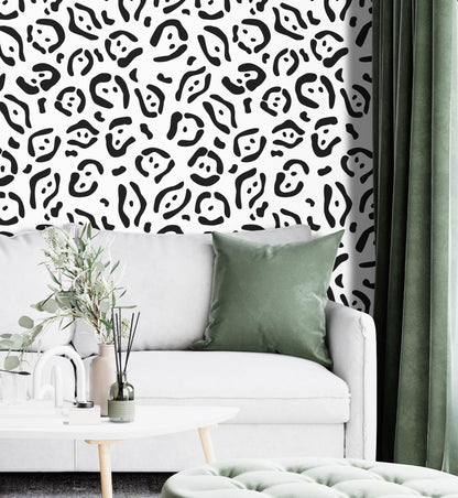 Removable Wallpaper, Black and White Abstract Design - Peel & Stick, Reusable, Self Adhesive, 26 Inch Fixed Panels Easy Install, Seamless