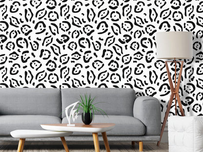 Removable Wallpaper, Black and White Abstract Design - Peel & Stick, Reusable, Self Adhesive, 26 Inch Fixed Panels Easy Install, Seamless