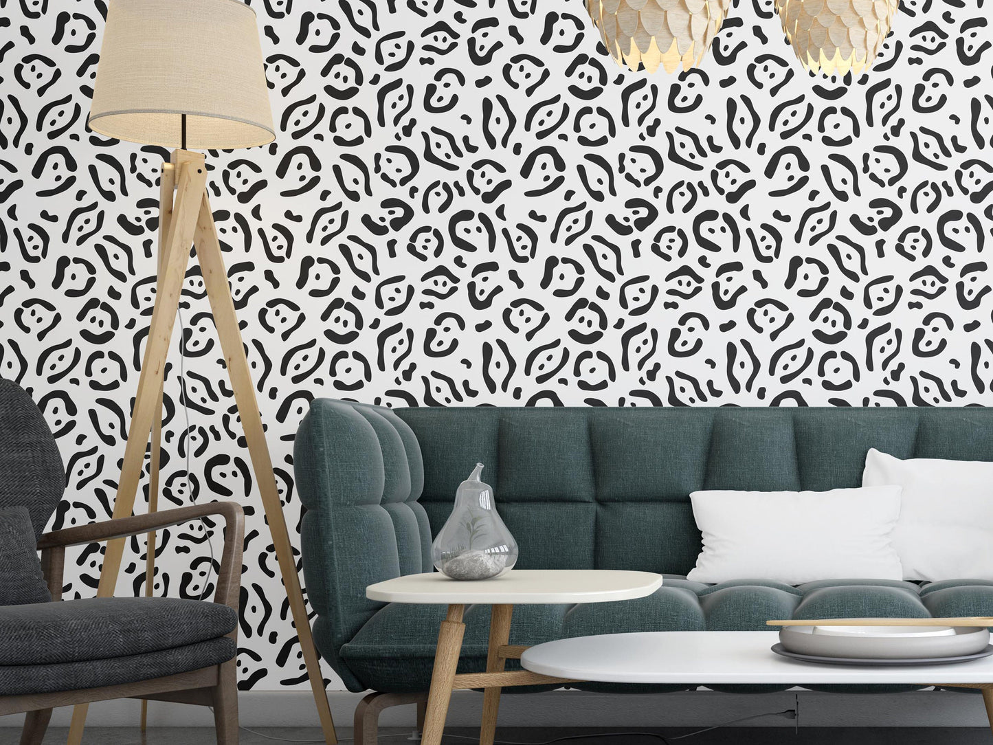 Removable Wallpaper, Black and White Abstract Design - Peel & Stick, Reusable, Self Adhesive, 26 Inch Fixed Panels Easy Install, Seamless