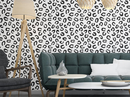 Removable Wallpaper, Black and White Abstract Design - Peel & Stick, Reusable, Self Adhesive, 26 Inch Fixed Panels EZ Install Seamless