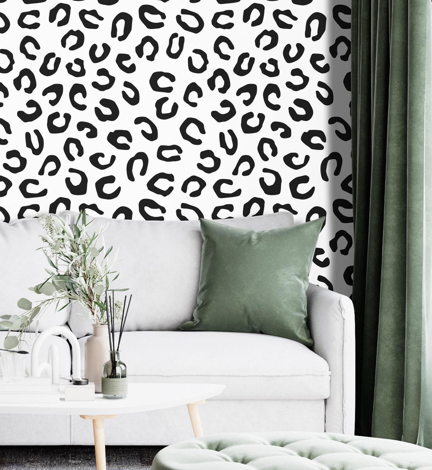 Removable Wallpaper, Black and White Abstract Design - Peel & Stick, Reusable, Self Adhesive, 26 Inch Fixed Panels EZ Install Seamless