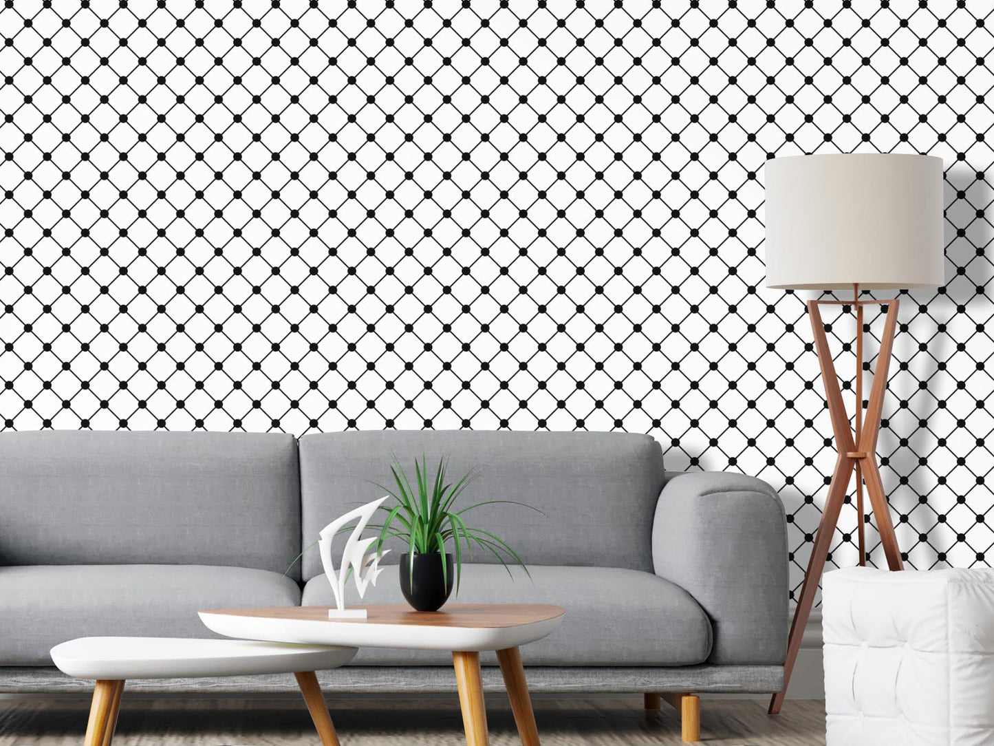 Removable Wallpaper, Connecting Dot Pattern - Peel & Stick, Reusable, Self Adhesive, 26 Inch Fixed Panels Easy Install, Seamless Design