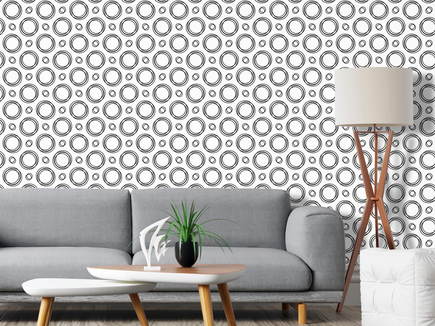 Removable Wallpaper, Doodle Bubble Pattern - Peel & Stick, Reusable, Self Adhesive, 26 Inch Fixed Panels, Easy Install, Seamless