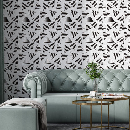 Removable Wallpaper, Black and White Triangles - Peel & Stick, Reusable, Self Adhesive, 26 Inch Fixed Panels Easy Install, Seamless