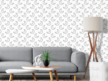 Removable Wallpaper, Black and White Moon Pattern - Peel & Stick, Reusable, Self Adhesive, 26 Inch Fixed Panels Easy Install, Seamless