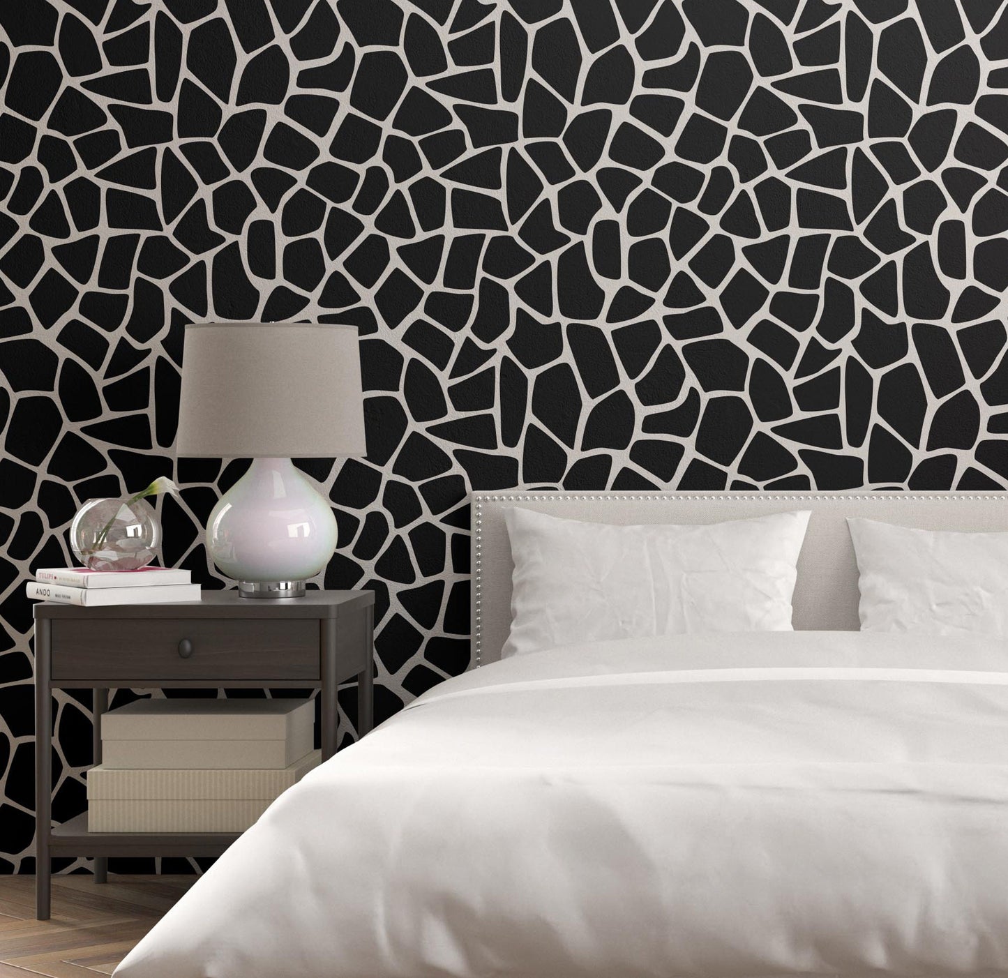 Removable Wallpaper, Black and White Pattern - Peel & Stick, Reusable, Self Adhesive, 26 Inch Fixed Panels, EZ Install, Seamless Design