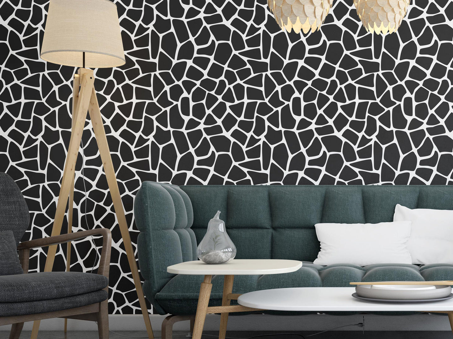 Removable Wallpaper, Black and White Pattern - Peel & Stick, Reusable, Self Adhesive, 26 Inch Fixed Panels, EZ Install, Seamless Design