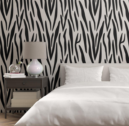 Removable Wallpaper, Black and White Animal Stripe - Peel & Stick, Reusable, Self Adhesive, 26 Inch Fixed Panels Easy Install, Seamless