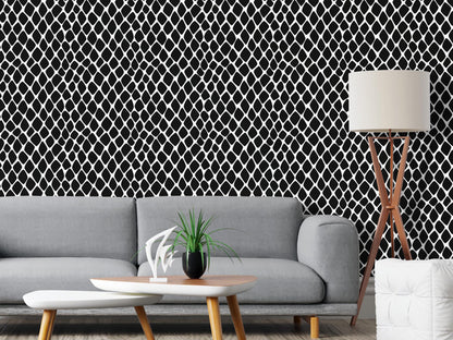 Removable Wallpaper, Black and White Animal Skin Pattern - Peel & Stick, Reusable, Self Adhesive, 26 Inch Fixed Panels EZ Install Seamless