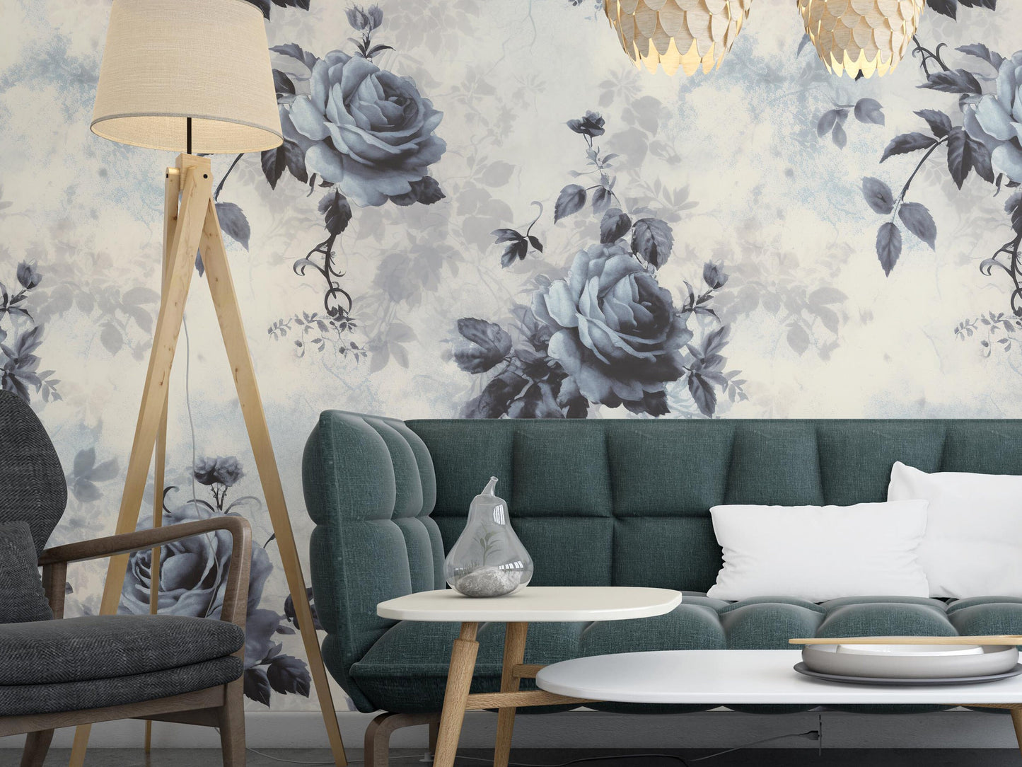 Removable Wallpaper, Vintage Rose Black - Peel & Stick, Reusable, Self Adhesive, 26 Inch Fixed Panels, Easy Install, Seamless