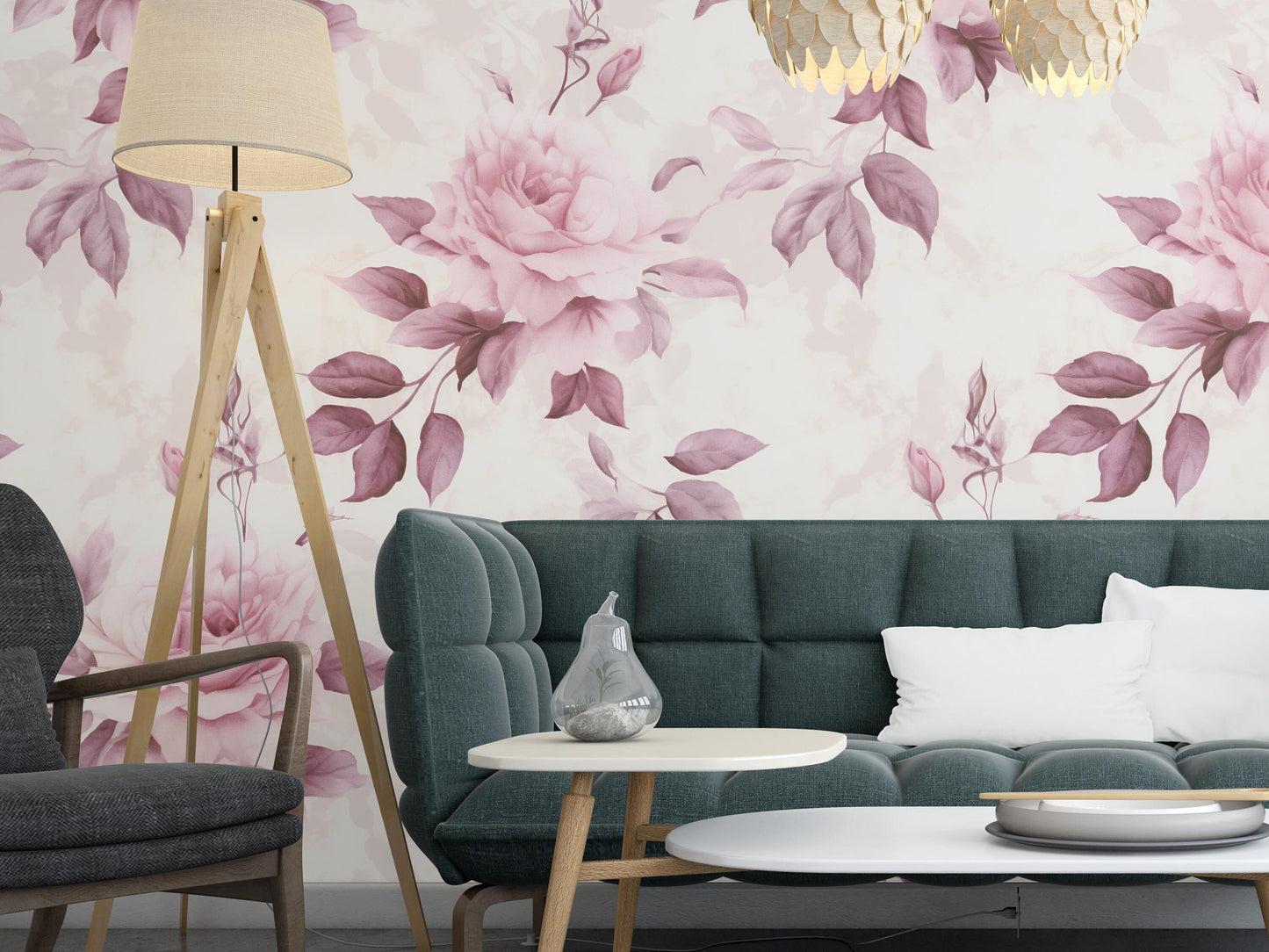 Removable Wallpaper, Pink Rose - Peel & Stick, Reusable, Self Adhesive, 26 Inch Fixed Panels, Easy Install, Seamless