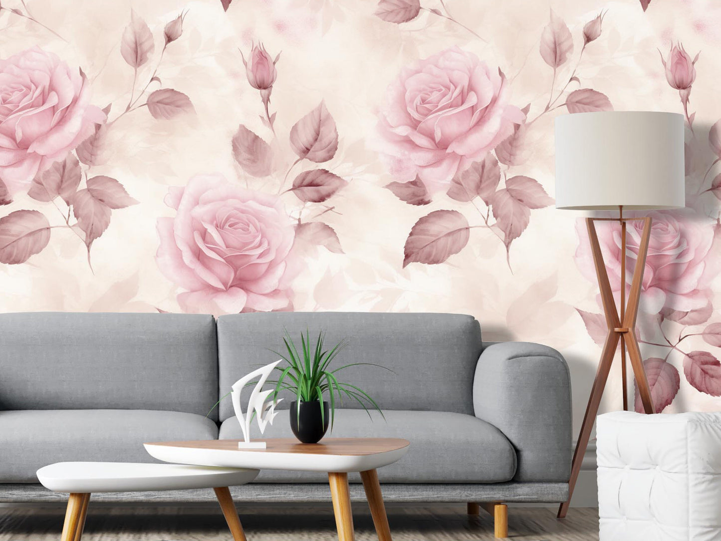 Removable Wallpaper, Pink Roses - Peel & Stick, Reusable, Self Adhesive, 26 Inch Fixed Panels, Easy Install, Seamless