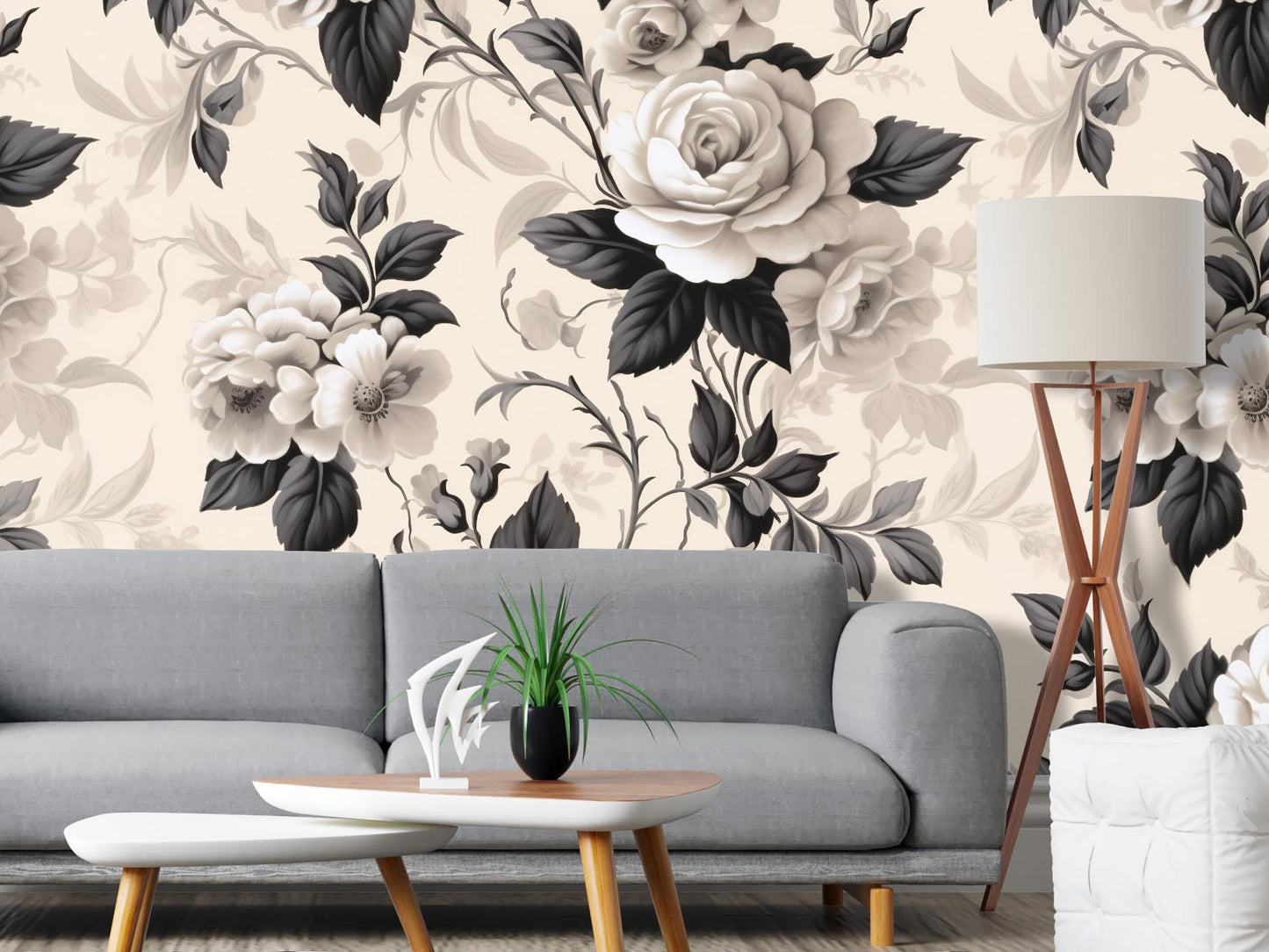 Removable Wallpaper, Dark Rose Floral Wallpaper - Custom Printed, Peel & Stick, Reusable, Self Adhesive, 26 Inch Fixed Panels, Easy Install